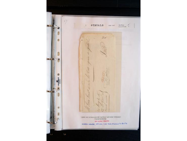 1830/60, sehr interessante und umfangreiche Sammlung mit über 140 Briefe und Vorderseiten, dabei "BOLIVAR FRANCA.",
"AMBATO"