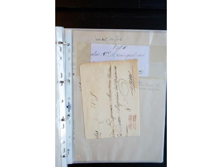 1830/60, sehr interessante und umfangreiche Sammlung mit über 140 Briefe und Vorderseiten, dabei "BOLIVAR FRANCA.",
"AMBATO"