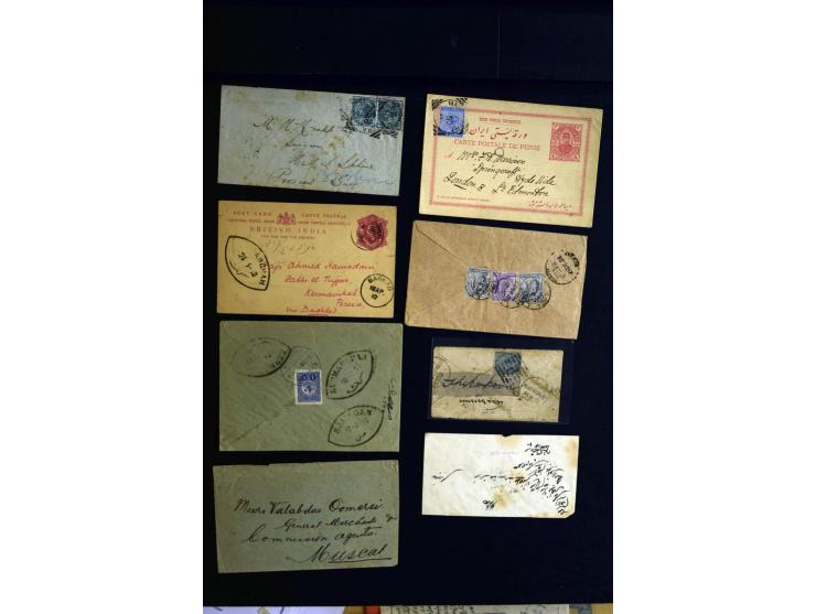 1880/1950 (ca.), etwa 30 bessere Briefe sowie diverse Marken und Briefstücke, dabei britische und türkische Post, Zensur, bes