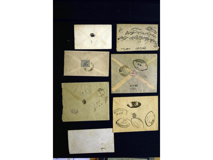 1880/1950 (ca.), etwa 30 bessere Briefe sowie diverse Marken und Briefstücke, dabei britische und türkische Post, Zensur, bes