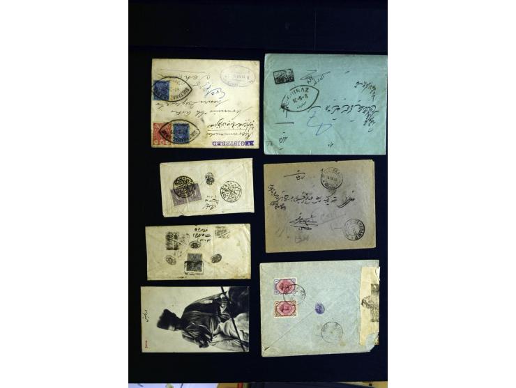 1880/1950 (ca.), etwa 30 bessere Briefe sowie diverse Marken und Briefstücke, dabei britische und türkische Post, Zensur, bes