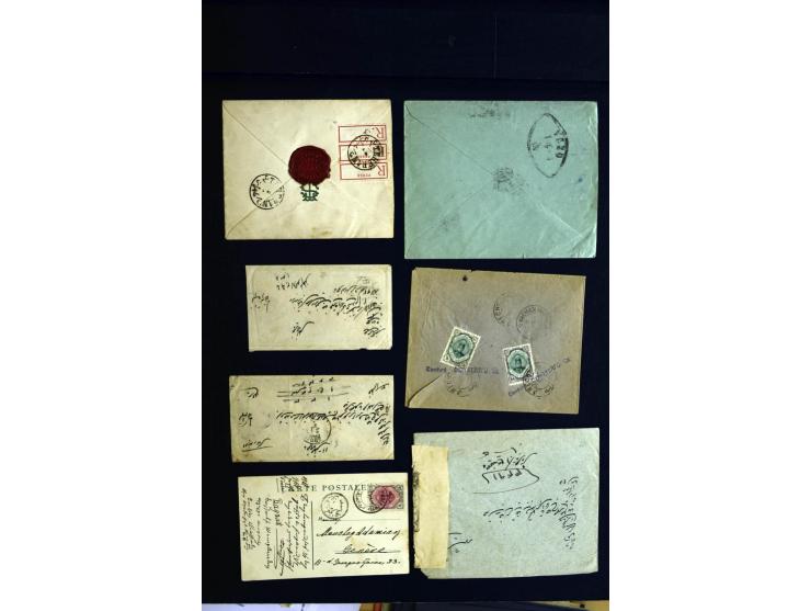 1880/1950 (ca.), etwa 30 bessere Briefe sowie diverse Marken und Briefstücke, dabei britische und türkische Post, Zensur, bes