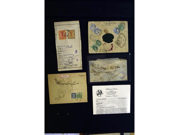 1880/1950 (ca.), etwa 30 bessere Briefe sowie diverse Marken und Briefstücke, dabei britische und türkische Post, Zensur, bes