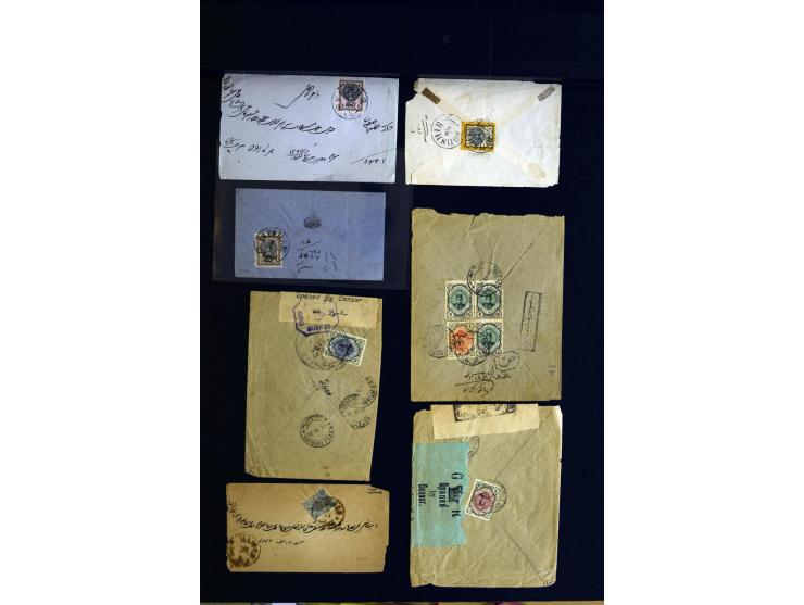 1879/1940 (ca.), über 200 Briefe und Karten mit vielen besseren und teils seltenen Frankaturen, zensuren, etc., einige mit At