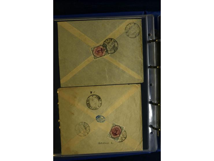 1897/1922 (ca.), 100 Briefe, dabei Einzelfrankaturen, Mehrfachfrankaturen, verschiedene Stempel etc.