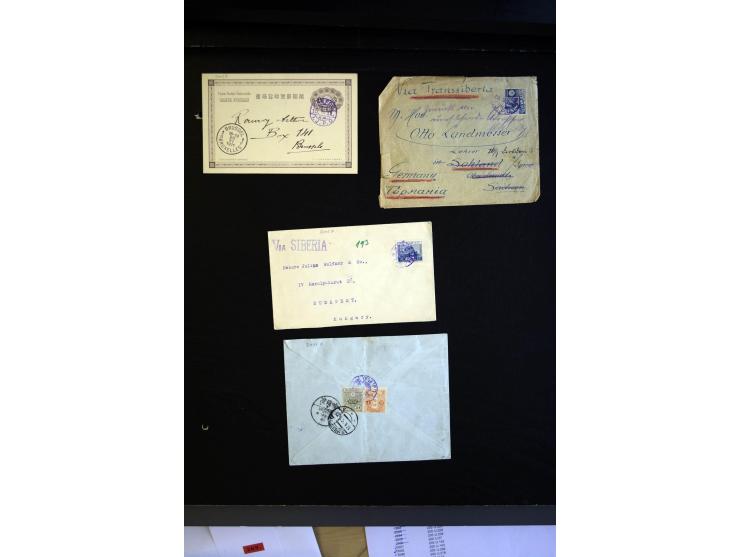 1899/1937, 11 Briefe und Karten, teils eingehende Post, dabei Karte von Cheefoo und R-Karte von Dairen
