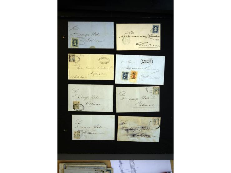 1869/1880 (ca.), kleinee Posten mit ca. 70  frankierten Faltbrief aus einer Korrespondenz nach Colima, dabei verschiedene Fra