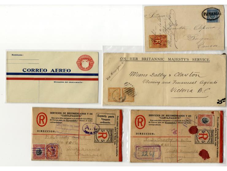 1890/1945, über 50 Briefe, Karten und Ganzsachen, dabei Brief mit Marken aus Kolumbien, Auslandspost, viele R-Briefe, Ganzsac
