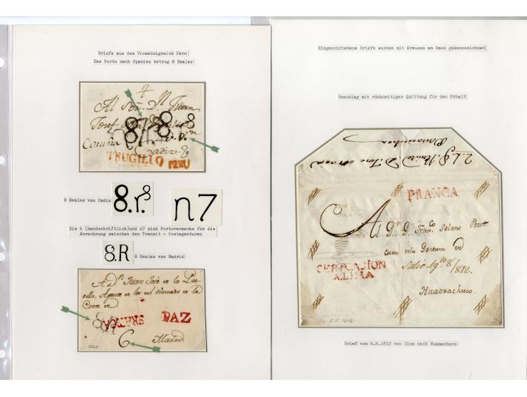 1803/54, interessante Sammlung von 28 Briefen bzw. Vorderseiten, dabei viele verschiedenen Stempel u.a. "CERTIFICACION A.LIMA