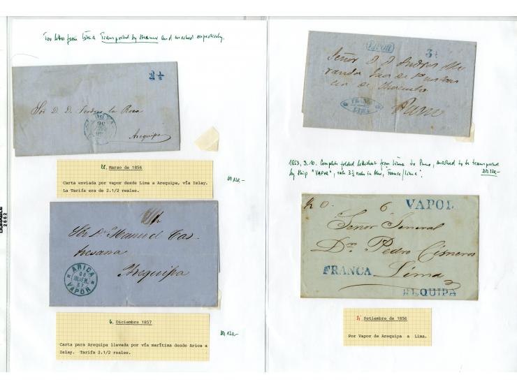 1803/54, interessante Sammlung von 28 Briefen bzw. Vorderseiten, dabei viele verschiedenen Stempel u.a. "CERTIFICACION A.LIMA