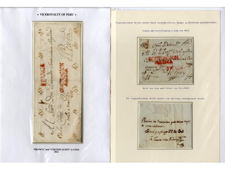 1803/54, interessante Sammlung von 28 Briefen bzw. Vorderseiten, dabei viele verschiedenen Stempel u.a. "CERTIFICACION A.LIMA
