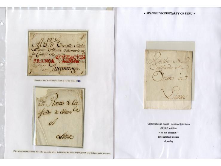 1803/54, interessante Sammlung von 28 Briefen bzw. Vorderseiten, dabei viele verschiedenen Stempel u.a. "CERTIFICACION A.LIMA