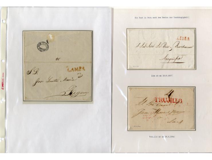 1803/54, interessante Sammlung von 28 Briefen bzw. Vorderseiten, dabei viele verschiedenen Stempel u.a. "CERTIFICACION A.LIMA