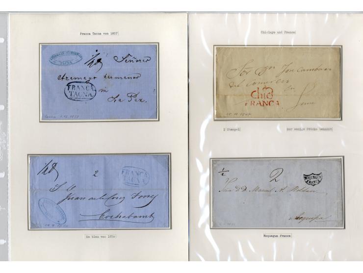 1803/54, interessante Sammlung von 28 Briefen bzw. Vorderseiten, dabei viele verschiedenen Stempel u.a. "CERTIFICACION A.LIMA