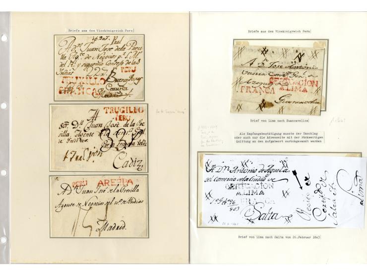 1803/54, interessante Sammlung von 28 Briefen bzw. Vorderseiten, dabei viele verschiedenen Stempel u.a. "CERTIFICACION A.LIMA