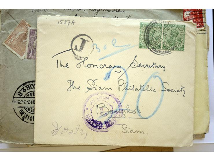 1886/1958 (ca.), über 50 Briefe, Karten und Ganzsachen, dabei viel interessantes Material, Ganzsachen mit Zufrankatur, eingeh