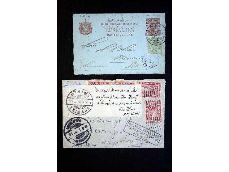 1886/1958 (ca.), über 50 Briefe, Karten und Ganzsachen, dabei viel interessantes Material, Ganzsachen mit Zufrankatur, eingeh
