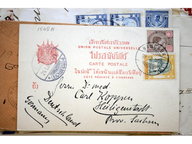 1886/1958 (ca.), über 50 Briefe, Karten und Ganzsachen, dabei viel interessantes Material, Ganzsachen mit Zufrankatur, eingeh
