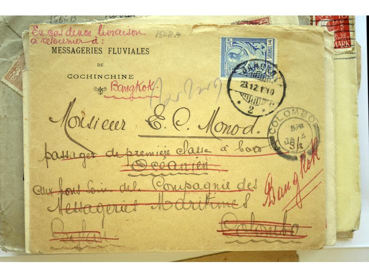 1886/1958 (ca.), über 50 Briefe, Karten und Ganzsachen, dabei viel interessantes Material, Ganzsachen mit Zufrankatur, eingeh