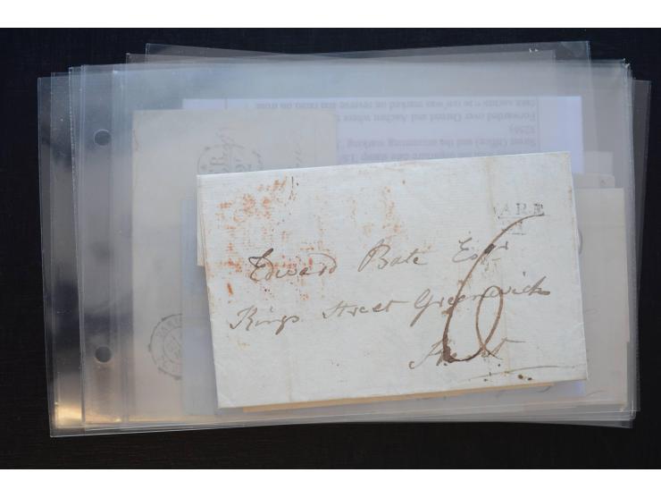 1581/1869 (ca.), rund 50 Vorphila- und unfrankierte Briefe und (wenige) Dokumente, dabei u.a. diverse Transitstempel; einige 