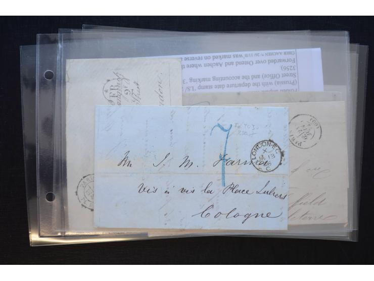 1581/1869 (ca.), rund 50 Vorphila- und unfrankierte Briefe und (wenige) Dokumente, dabei u.a. diverse Transitstempel; einige 