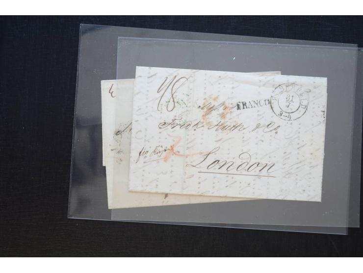 1581/1869 (ca.), rund 50 Vorphila- und unfrankierte Briefe und (wenige) Dokumente, dabei u.a. diverse Transitstempel; einige 