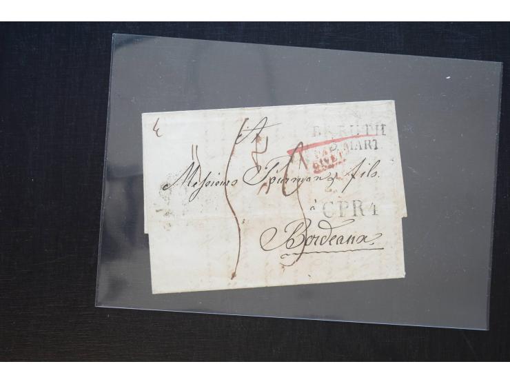 1581/1869 (ca.), rund 50 Vorphila- und unfrankierte Briefe und (wenige) Dokumente, dabei u.a. diverse Transitstempel; einige 