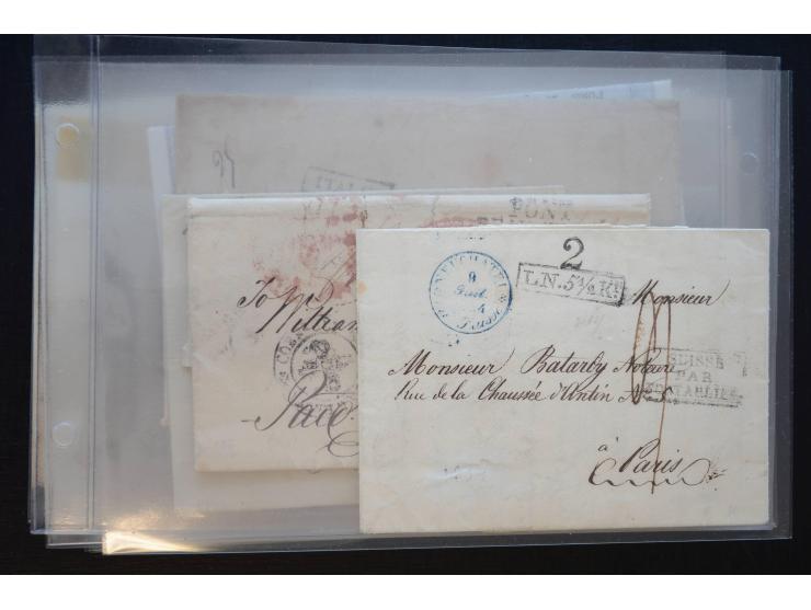 1581/1869 (ca.), rund 50 Vorphila- und unfrankierte Briefe und (wenige) Dokumente, dabei u.a. diverse Transitstempel; einige 
