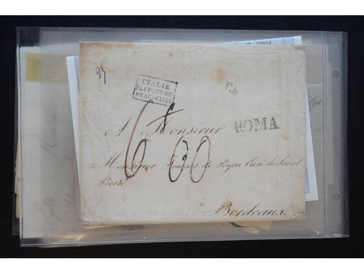 1581/1869 (ca.), rund 50 Vorphila- und unfrankierte Briefe und (wenige) Dokumente, dabei u.a. diverse Transitstempel; einige 