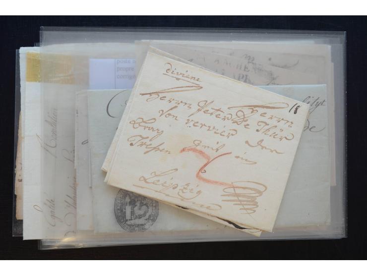 1581/1869 (ca.), rund 50 Vorphila- und unfrankierte Briefe und (wenige) Dokumente, dabei u.a. diverse Transitstempel; einige 