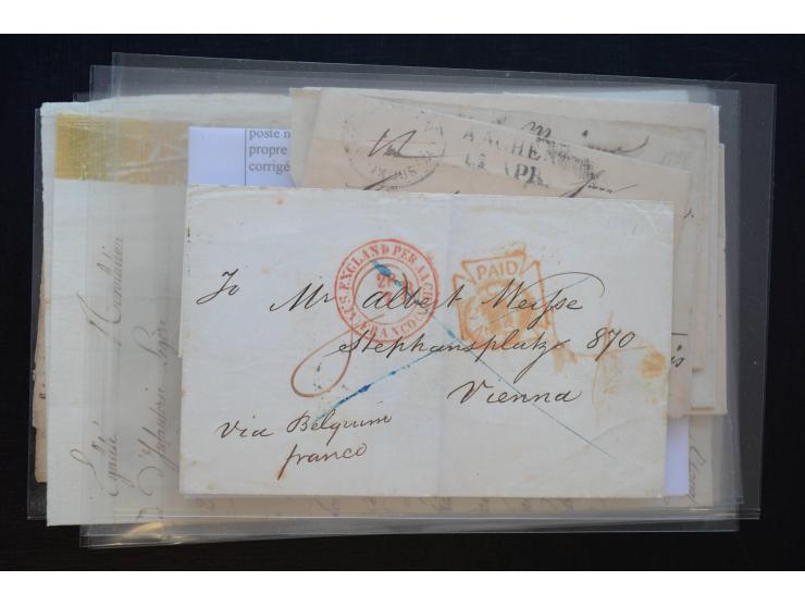 1581/1869 (ca.), rund 50 Vorphila- und unfrankierte Briefe und (wenige) Dokumente, dabei u.a. diverse Transitstempel; einige 