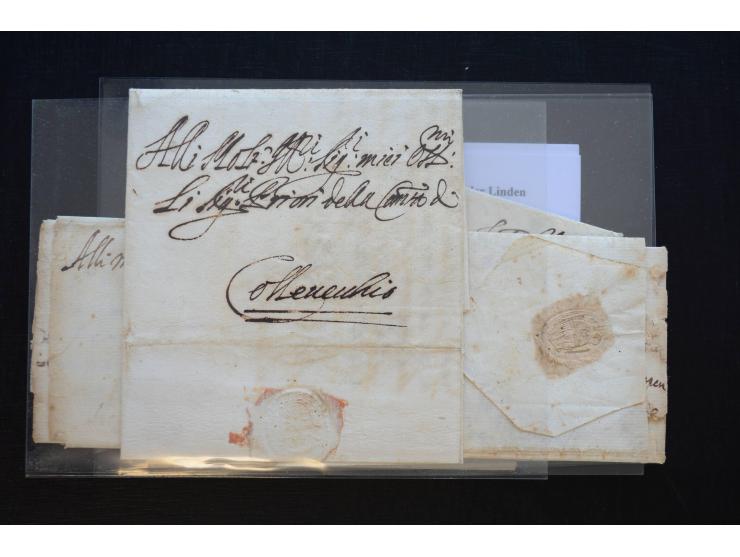 1581/1869 (ca.), rund 50 Vorphila- und unfrankierte Briefe und (wenige) Dokumente, dabei u.a. diverse Transitstempel; einige 