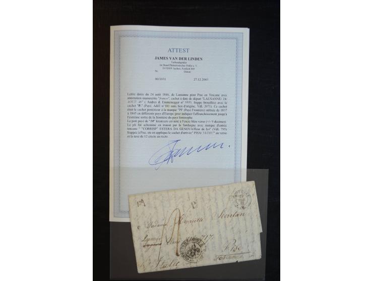 1581/1869 (ca.), rund 50 Vorphila- und unfrankierte Briefe und (wenige) Dokumente, dabei u.a. diverse Transitstempel; einige 