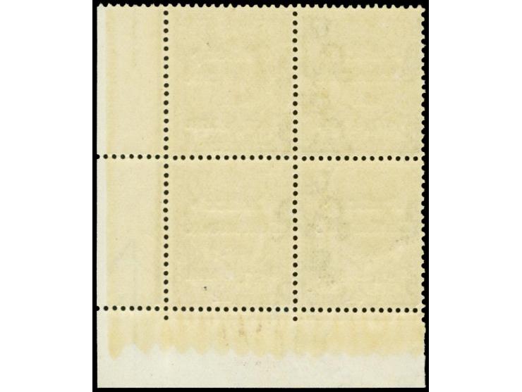 1922, Rialtas 5-line overprint by Dollard printing house, 9d. as block of four from the lower right sheet corner, watermark s