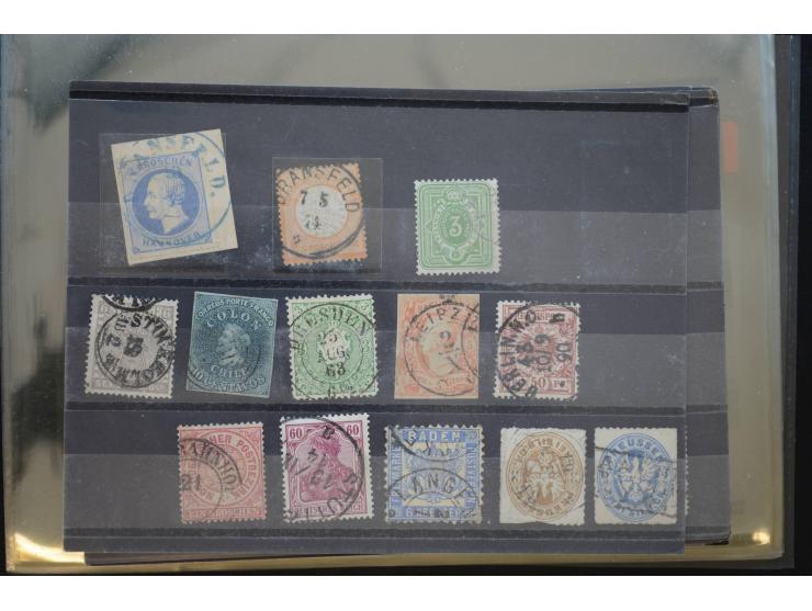 1850/1940 (ca.), interessante kleine Partie auf Steckkarten und in alten Loskarten, dabei schöne klassische Werte