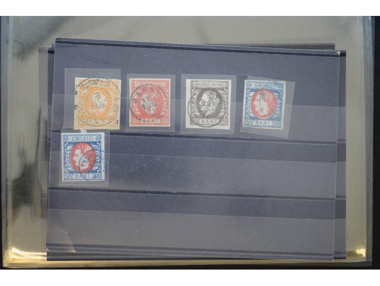 1850/1940 (ca.), interessante kleine Partie auf Steckkarten und in alten Loskarten, dabei schöne klassische Werte