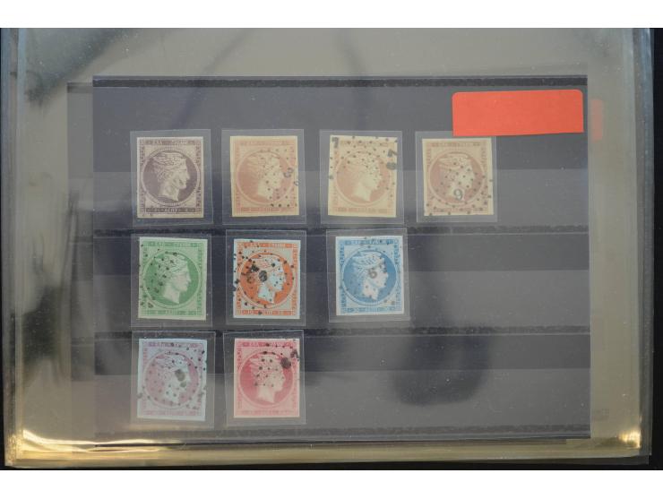1850/1940 (ca.), interessante kleine Partie auf Steckkarten und in alten Loskarten, dabei schöne klassische Werte