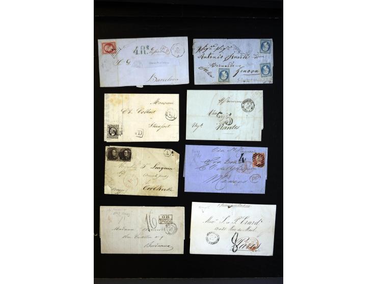1843/66, Partie mit 20 markenlosen und frankierten Briefen, Schwerpunkt Frankreich mit u.a. Auslandspost nach Cuba, Haiti und