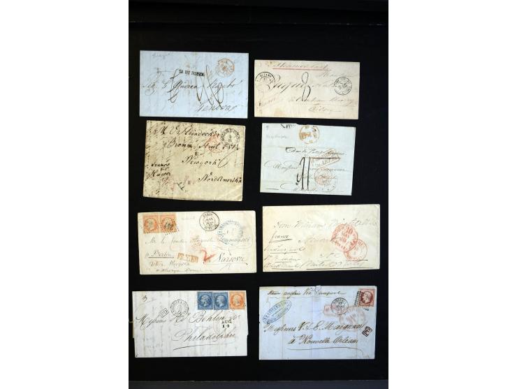 1843/66, Partie mit 20 markenlosen und frankierten Briefen, Schwerpunkt Frankreich mit u.a. Auslandspost nach Cuba, Haiti und