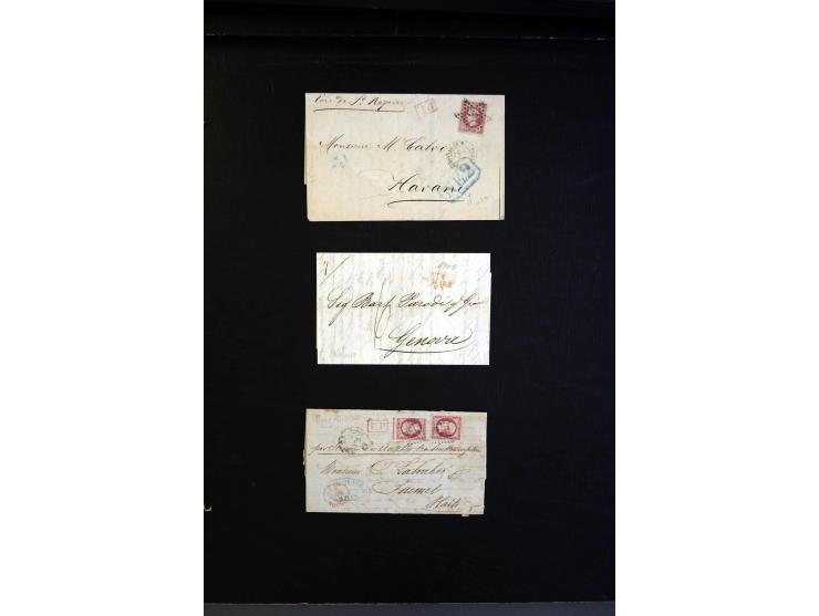 1843/66, Partie mit 20 markenlosen und frankierten Briefen, Schwerpunkt Frankreich mit u.a. Auslandspost nach Cuba, Haiti und