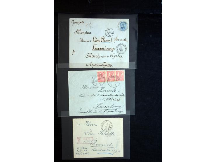 1864/1920 (ca.), etwa 200 Briefe und Karten nach Luxemburg, viel interessantes Material mit Dt. Auslandspostämtern, China, Ba