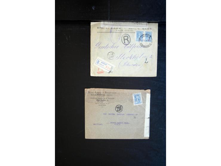 1914/20, über 200 Briefe aus aller Welt mit diversen Zensuren, dabei u.a. viel aus Frankreich, Neuseeland, Levante, Italien, 