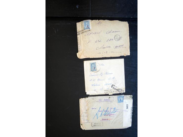 1914/20, über 200 Briefe aus aller Welt mit diversen Zensuren, dabei u.a. viel aus Frankreich, Neuseeland, Levante, Italien, 