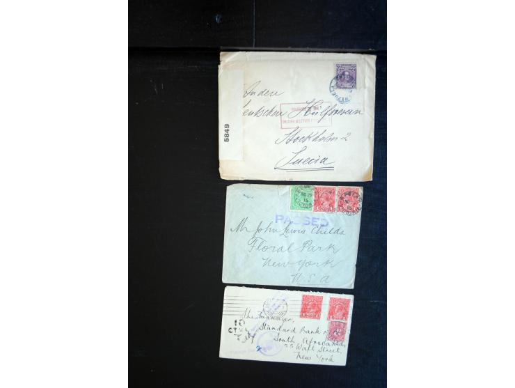 1914/20, über 200 Briefe aus aller Welt mit diversen Zensuren, dabei u.a. viel aus Frankreich, Neuseeland, Levante, Italien, 