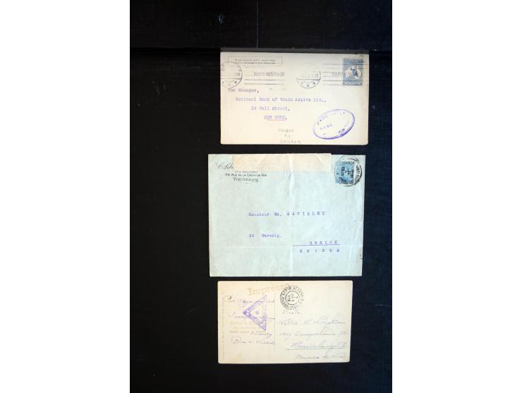 1914/20, über 200 Briefe aus aller Welt mit diversen Zensuren, dabei u.a. viel aus Frankreich, Neuseeland, Levante, Italien, 