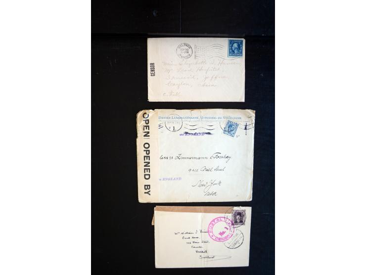 1914/20, über 200 Briefe aus aller Welt mit diversen Zensuren, dabei u.a. viel aus Frankreich, Neuseeland, Levante, Italien, 