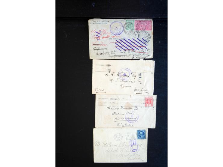 1914/20, über 200 Briefe aus aller Welt mit diversen Zensuren, dabei u.a. viel aus Frankreich, Neuseeland, Levante, Italien, 