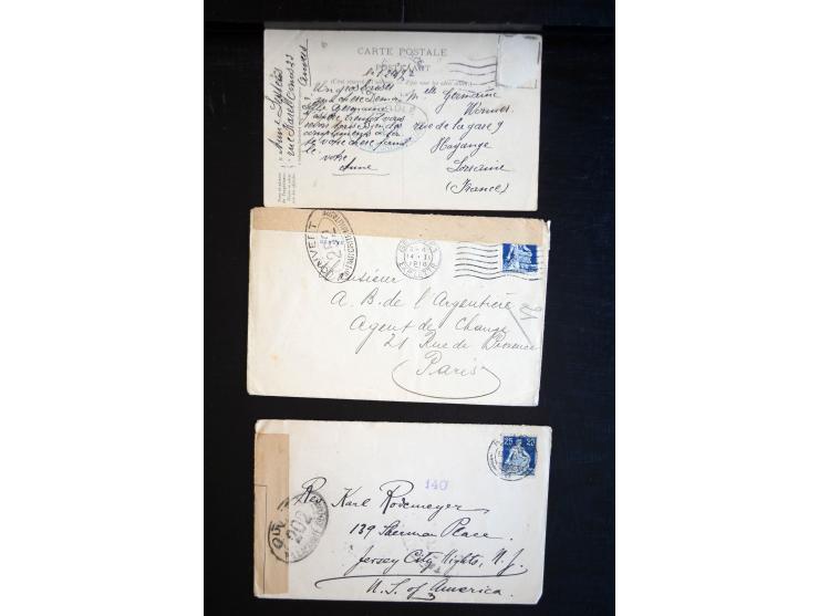 1914/20, über 200 Briefe aus aller Welt mit diversen Zensuren, dabei u.a. viel aus Frankreich, Neuseeland, Levante, Italien, 