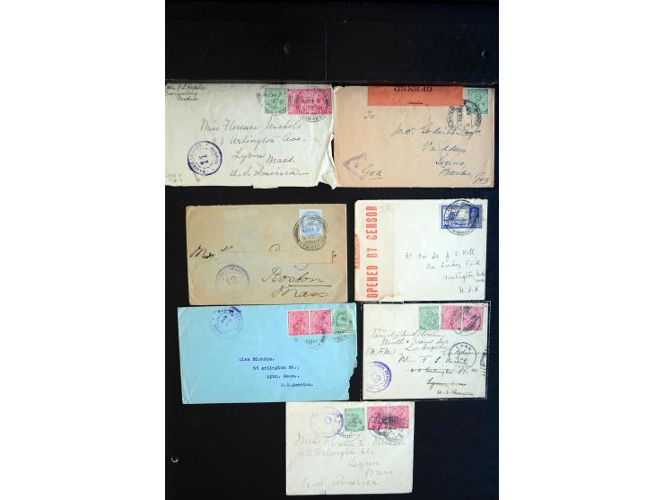 1914/20, über 200 Briefe aus aller Welt mit diversen Zensuren, dabei u.a. viel aus Frankreich, Neuseeland, Levante, Italien, 