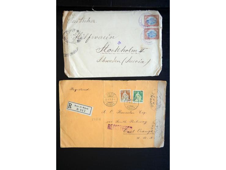 1914/20, über 200 Briefe aus aller Welt mit diversen Zensuren, dabei u.a. viel aus Frankreich, Neuseeland, Levante, Italien, 